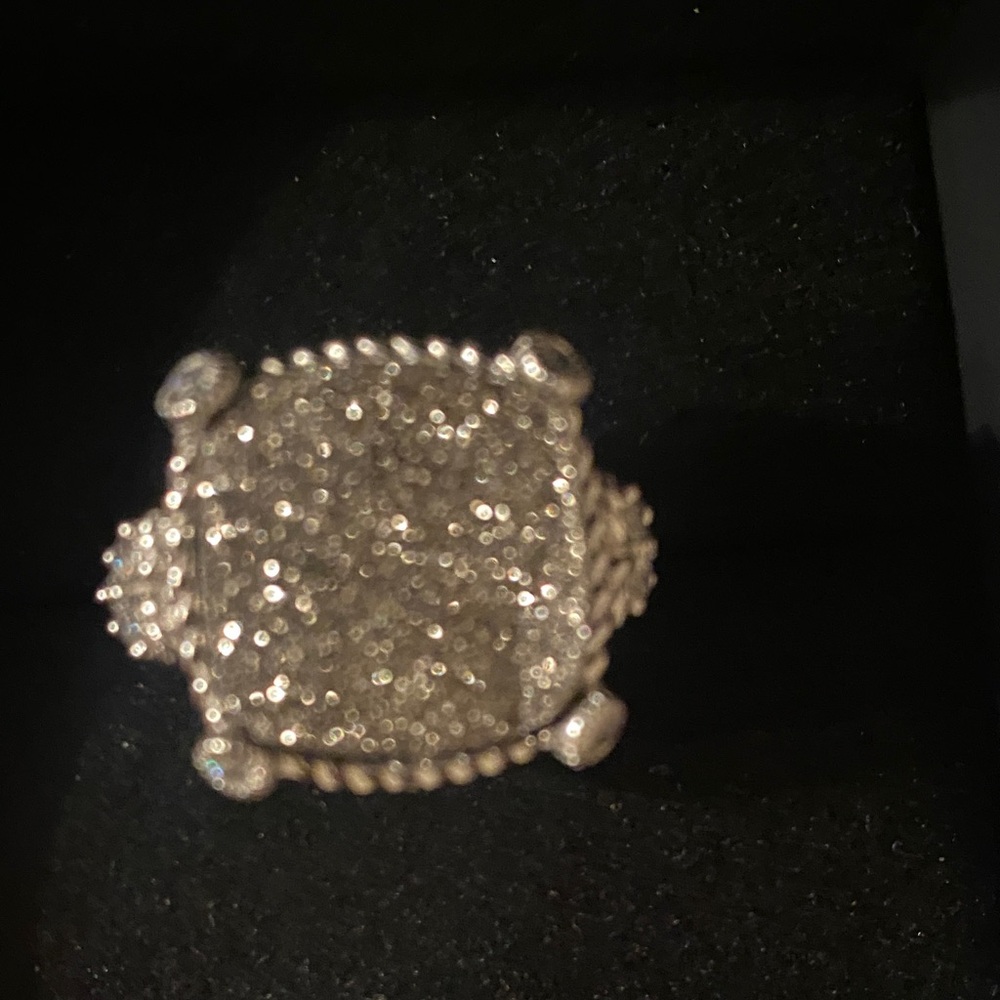 Judith Ripka druzy quartz  Pave Cluster Cocktail Ring 🌹❤️‍🔥❤️‍🔥🍒